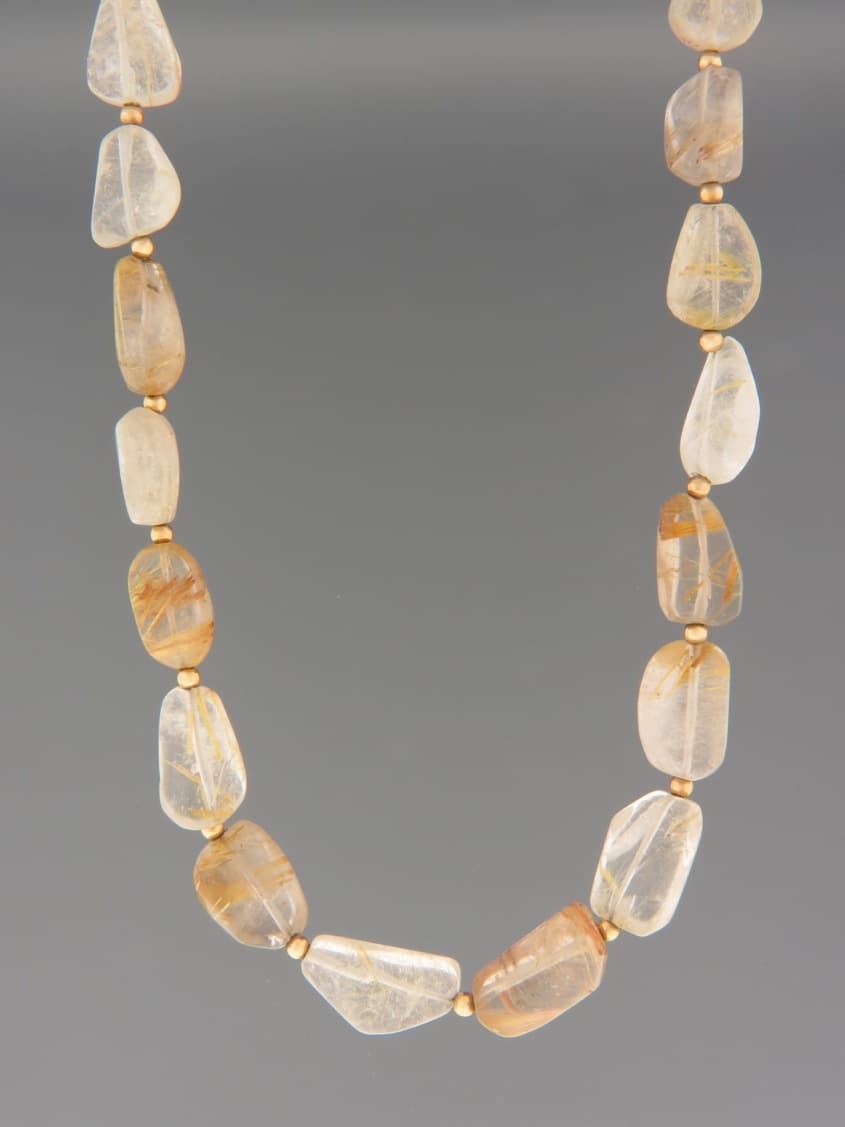 Rutile Quartz Necklace - irregular shaped stones - 45cm