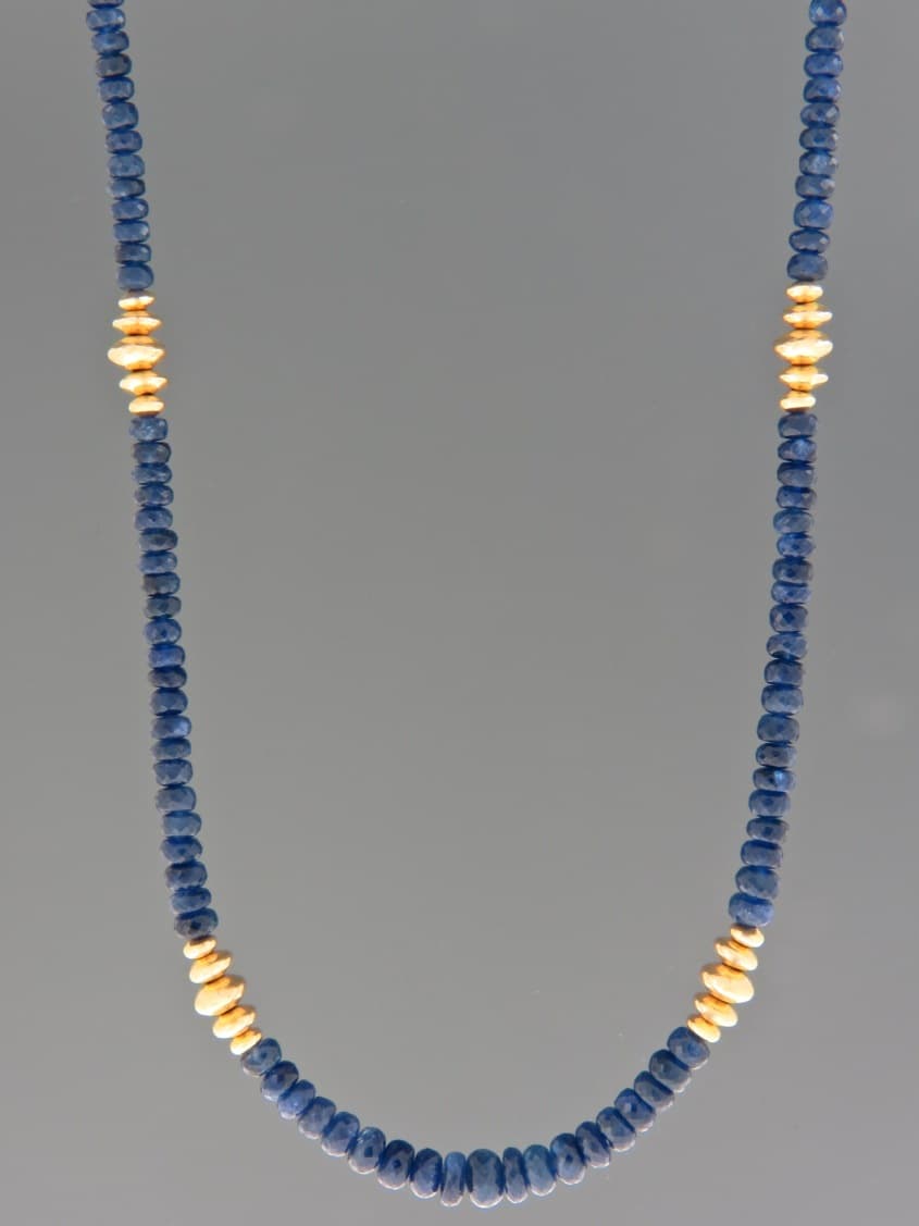 Sapphire Necklace - faceted roundels - 45cm