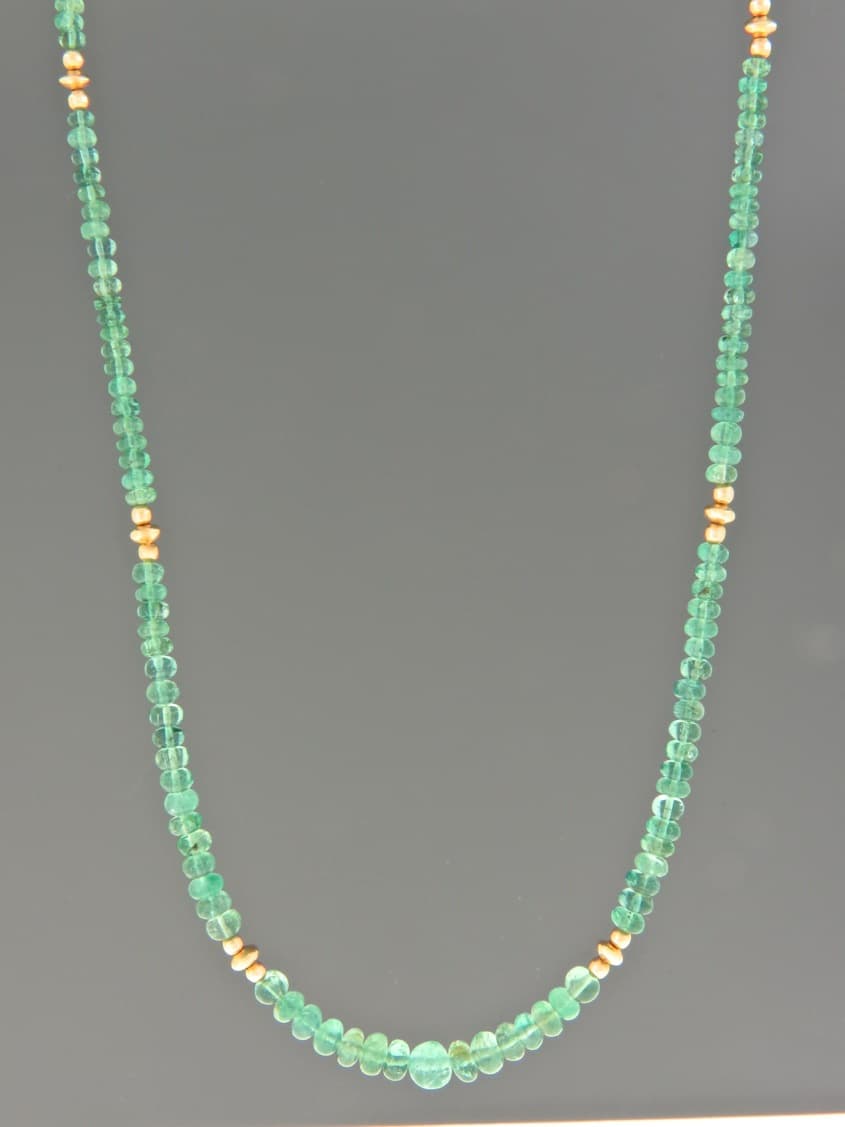 Emerald Necklace - roundels with gold beads - 47cm