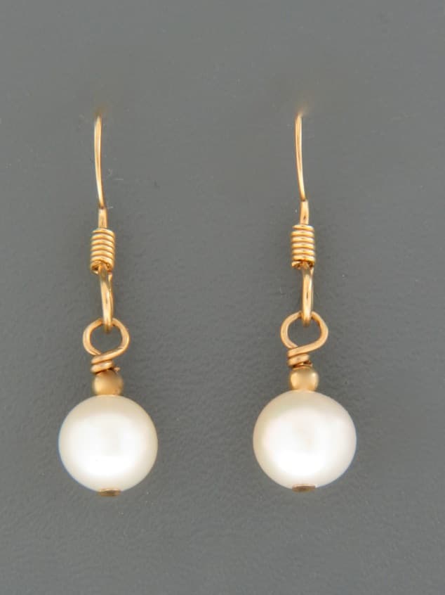6mm White Pearl Earrings - 14ct Gold Filled - YW6G
