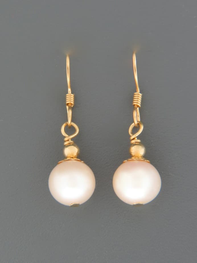 8mm White Pearl Earrings - 14ct Gold Filled - YW8G