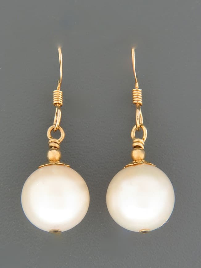 10mm White Pearl Earrings - 14ct Gold Filled