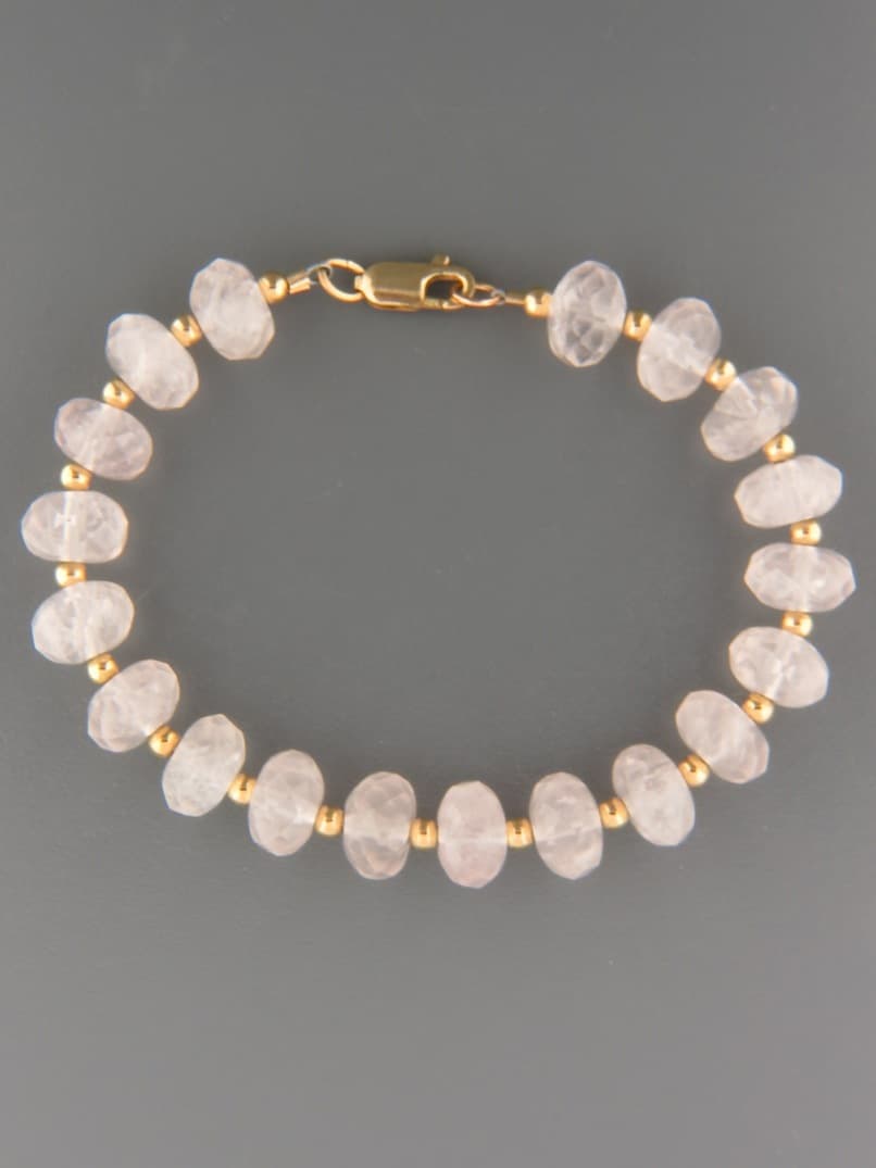 Rose Quartz Bracelet - faceted roundels with 3mm round beads