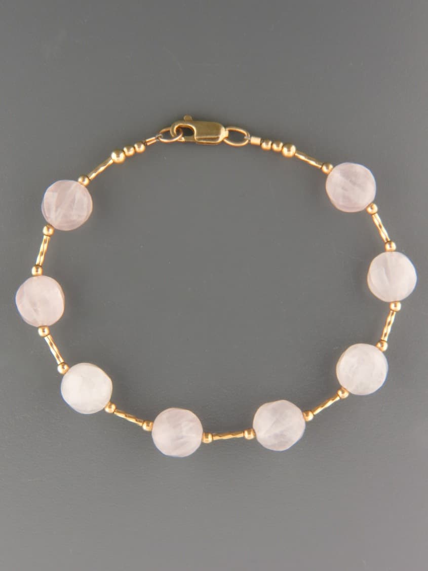 Rose Quartz Bracelet - 10mm round faceted stones