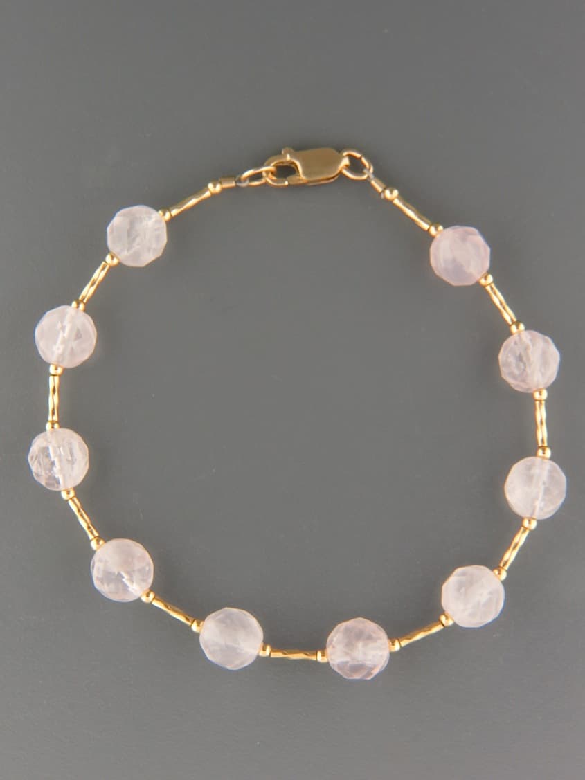 Rose Quartz Bracelet - 8mm round faceted stones