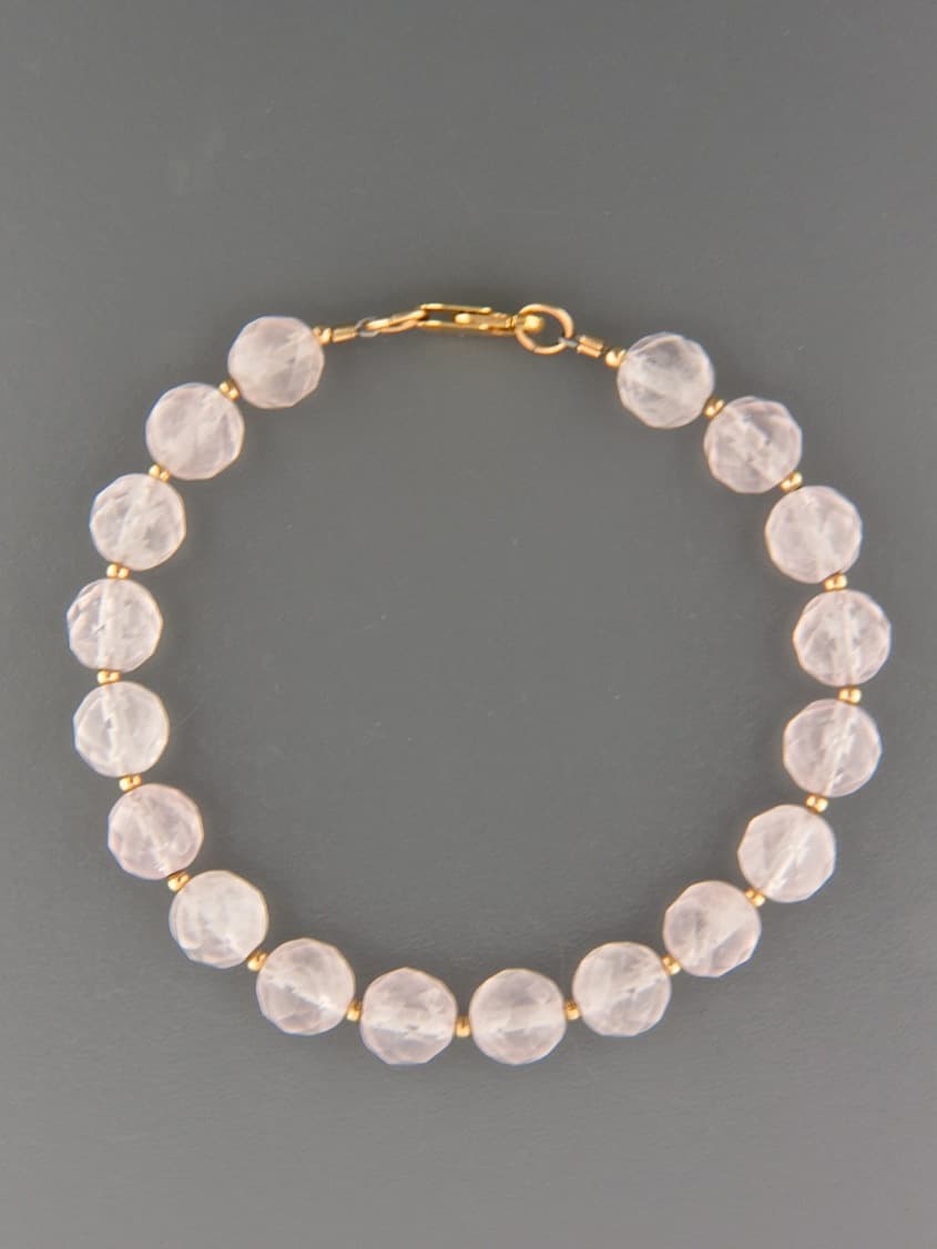 Rose Quartz Bracelet - 8mm round faceted stones