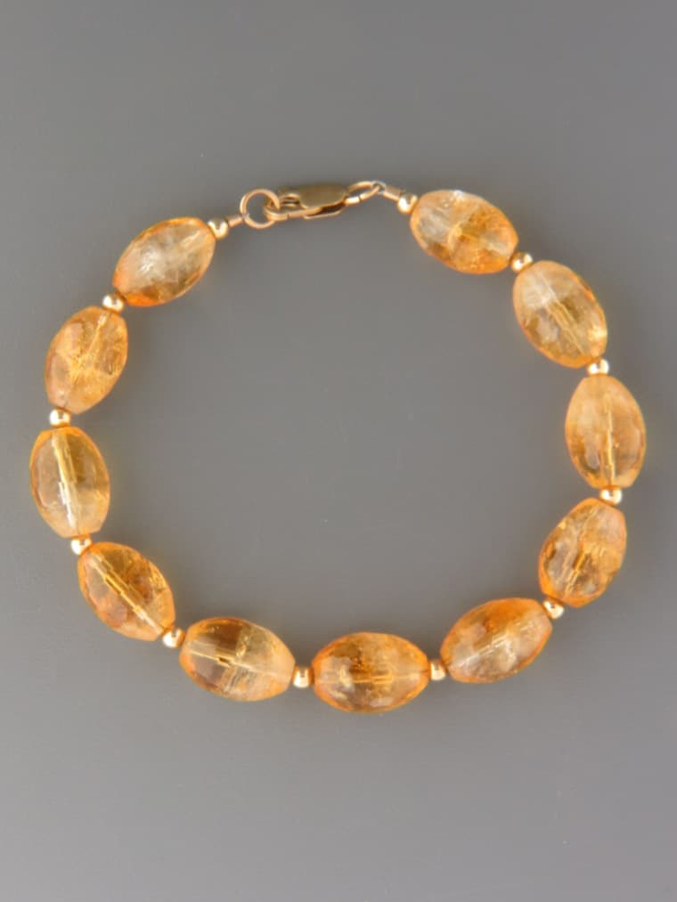 Citrine Bracelet - oval faceted stones with round beads
