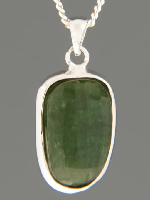Green Tourmaline (Verdilite) Pendant - Sterling Silver