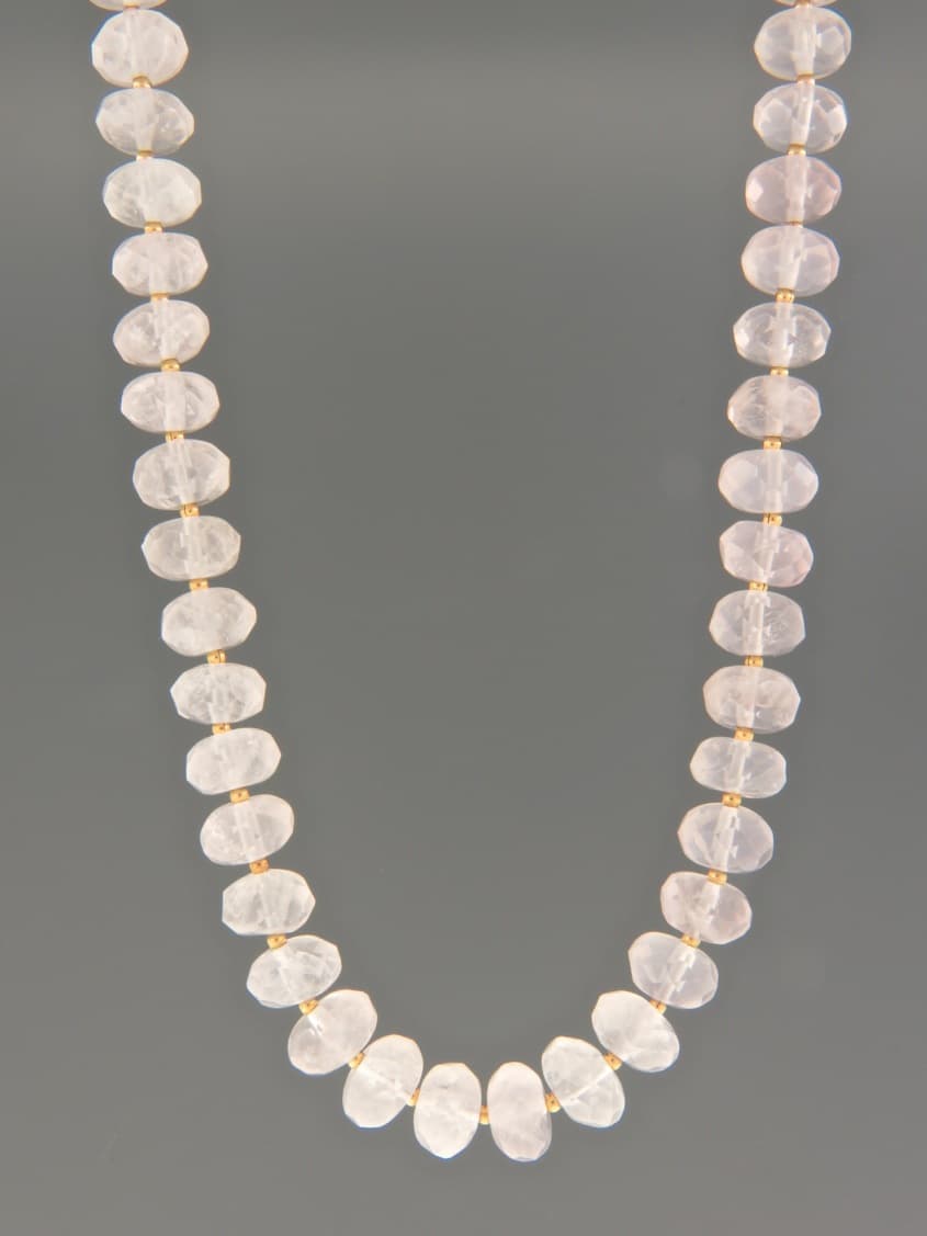Rose Quartz Necklace - faceted roundels with 2mm round beads