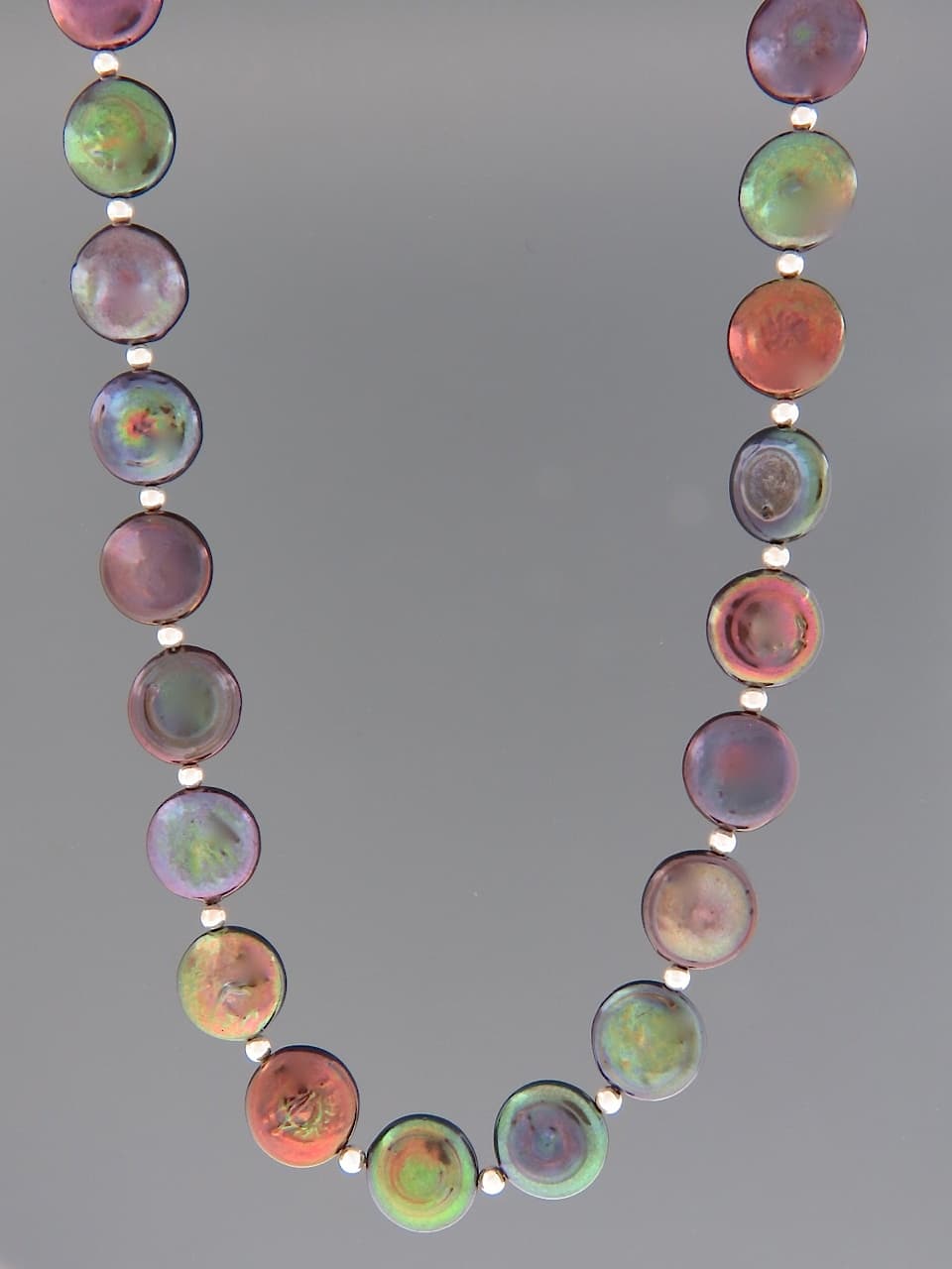 13mm Coin Pearl Necklace with round beads