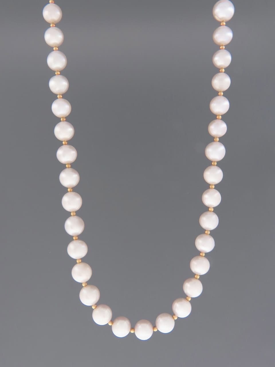 8mm Silver Pearl Necklace with 2mm round beads