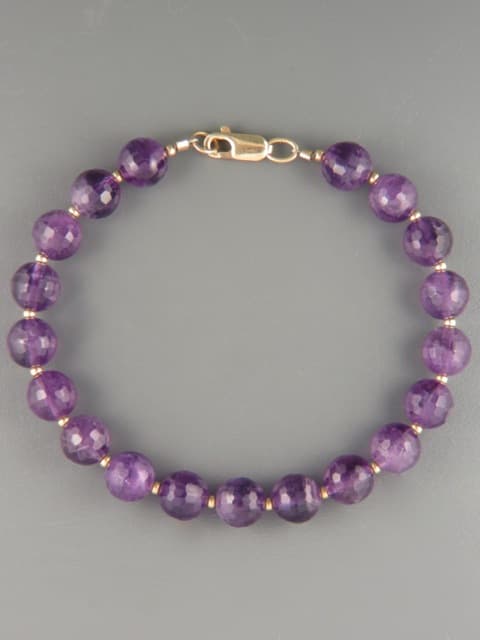 Amethyst Bracelet - 8mm round faceted stones