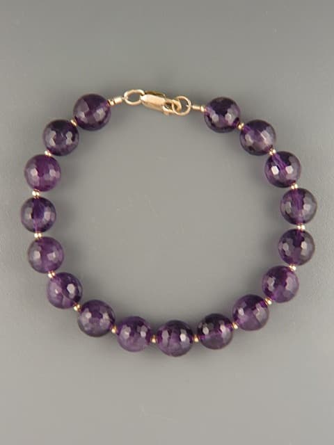 Amethyst Bracelet - 10mm round faceted stones
