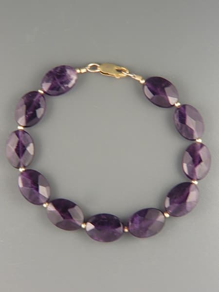 Amethyst Bracelet - 10x15 oval faceted stones
