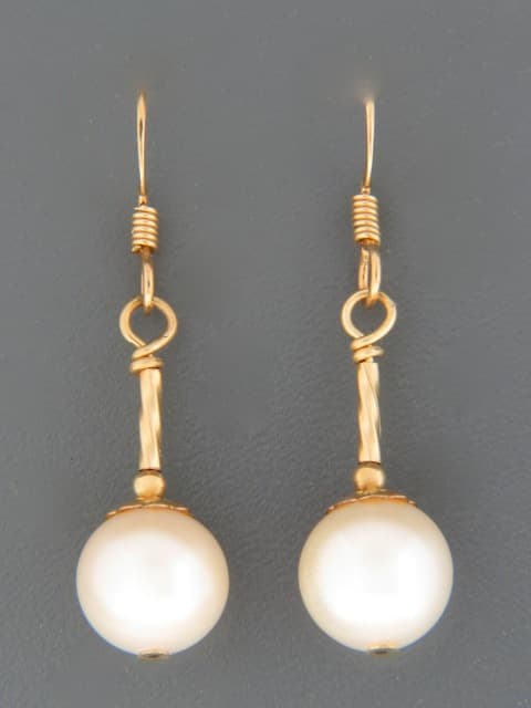 10mm White Pearl Earrings - 14ct Gold Filled