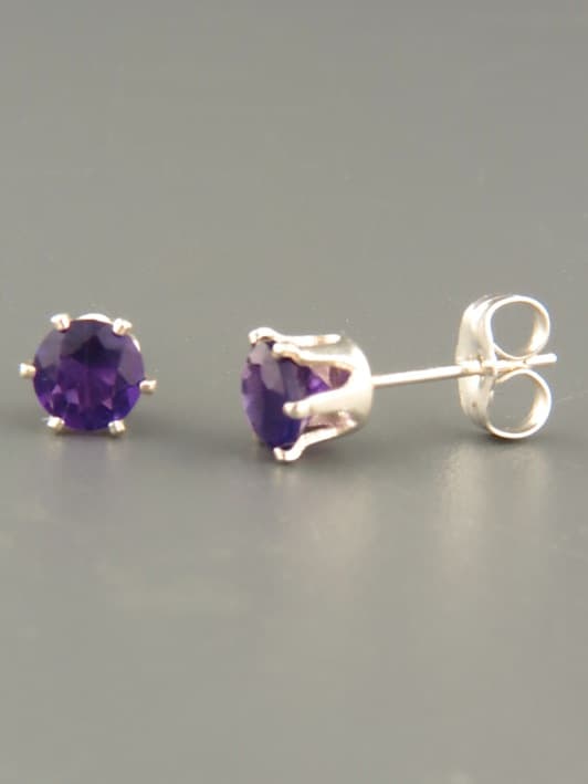 Amethyst Earrings - Sterling Silver stud - 5mm stones