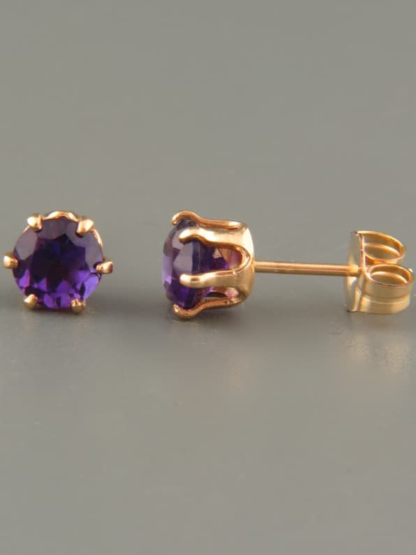 Amethyst Earrings - Gold stud - 5mm stones
