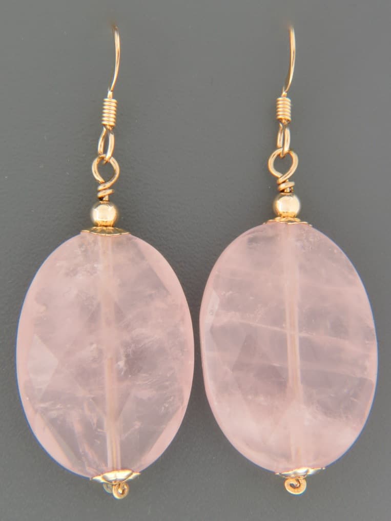 Rose Quartz Earrings - 14ct Gold Filled