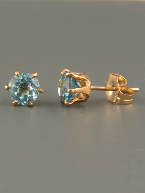 Blue Topaz Earrings - Gold stud - 5mm stones