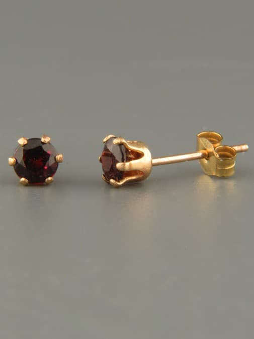 Garnet Earrings - Gold stud - 4mm stones