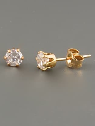 White Topaz Earrings - Gold stud - 4mm stones