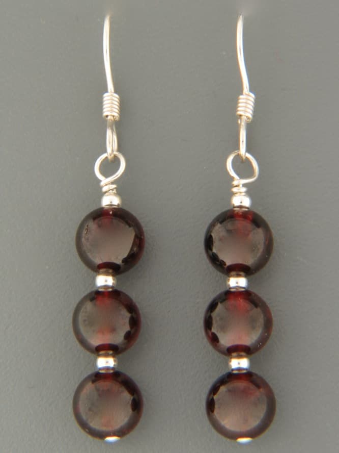 Garnet Earrings - Sterling Silver