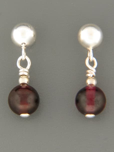 Garnet Earrings - Sterling Silver