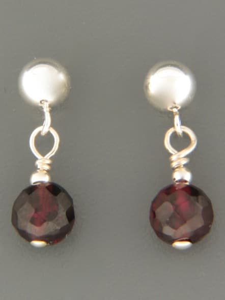 Garnet Earrings - Sterling Silver