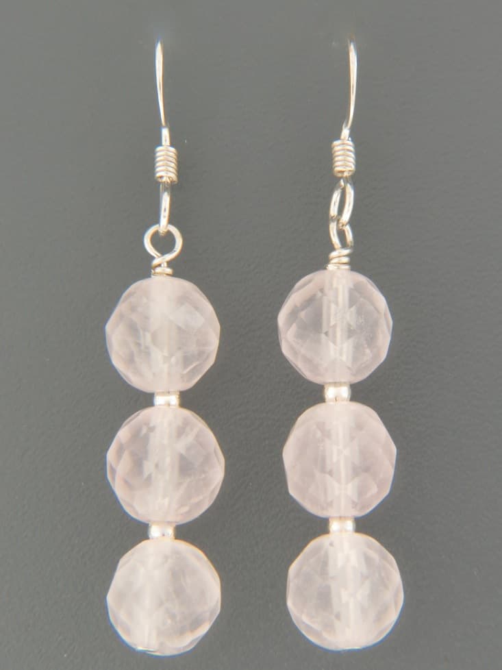 Rose Quartz Earrings - Sterling Silver