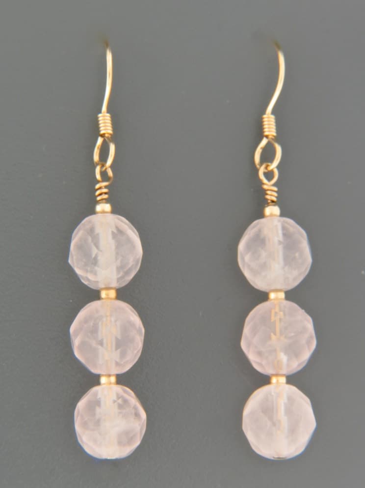 Rose Quartz Earrings - 14ct Gold Filled