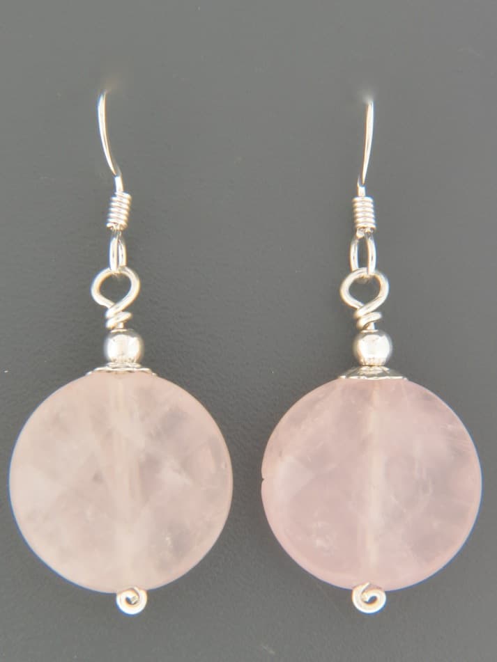 Rose Quartz Earrings - Sterling Silver