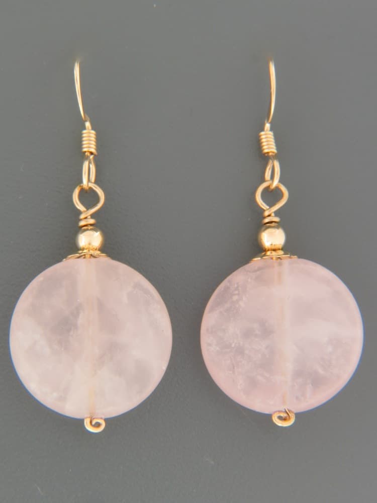 Rose Quartz Earrings - 14ct Gold Filled
