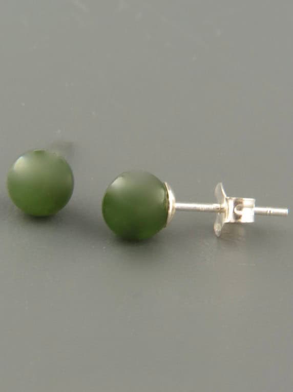 Jade Earrings - Sterling Silver stud - 6mm stones