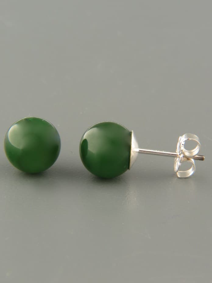 Jade Earrings - Sterling Silver stud - 8mm stones