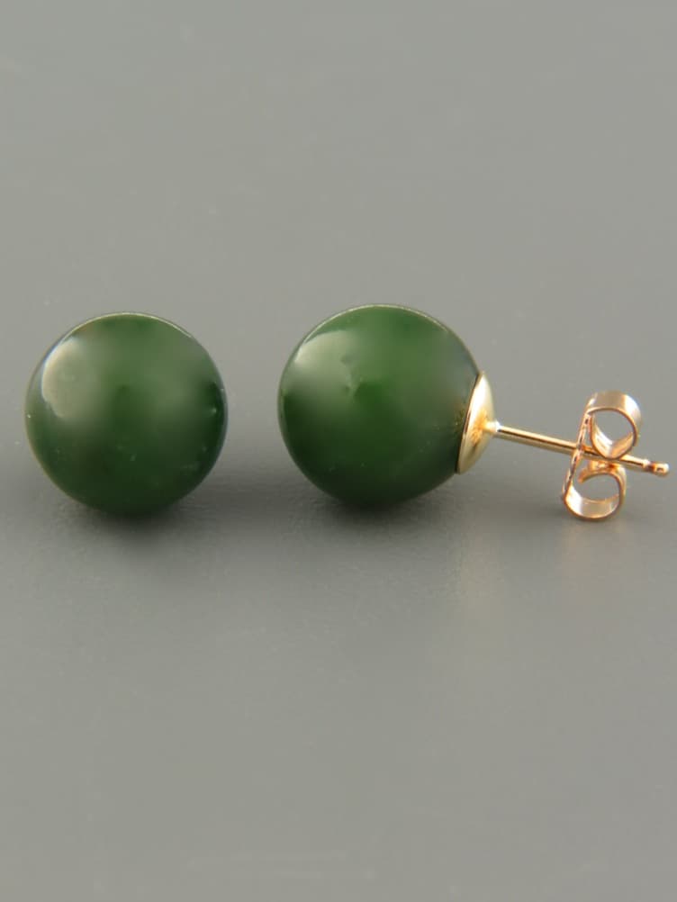 Jade Earrings - Gold stud - 8mm stones