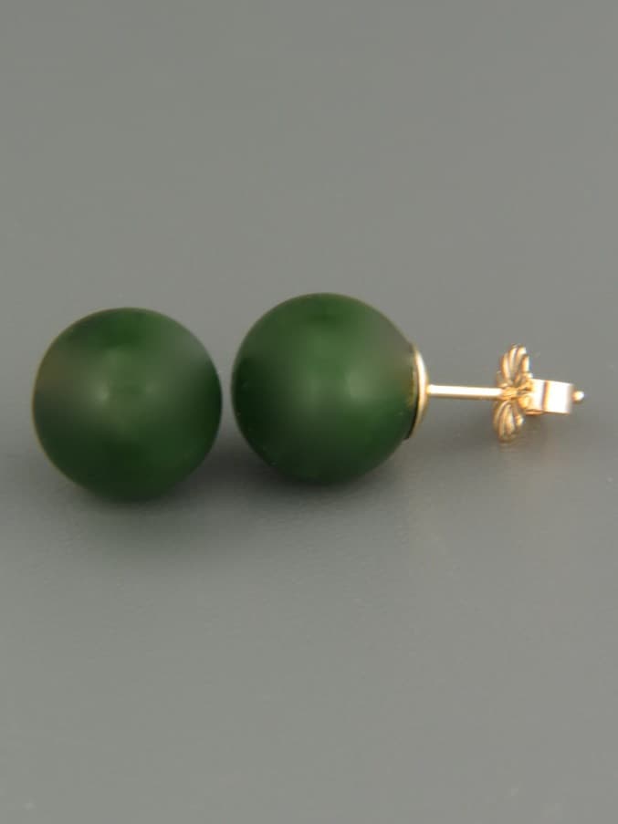 Jade Earrings - Gold stud - 10mm stones