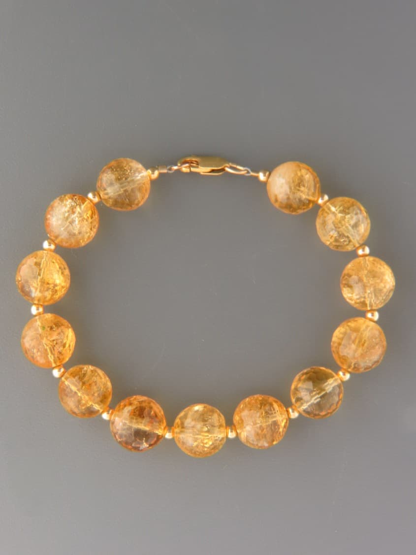 Citrine Bracelet - 12mm round faceted stones with round beads