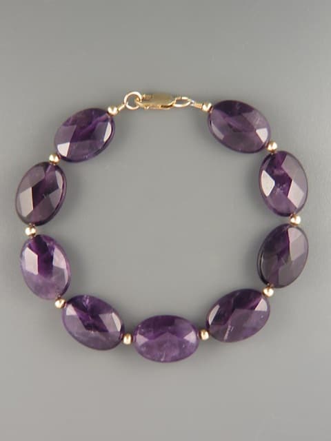 Amethyst Bracelet - 13x18mm oval faceted stones