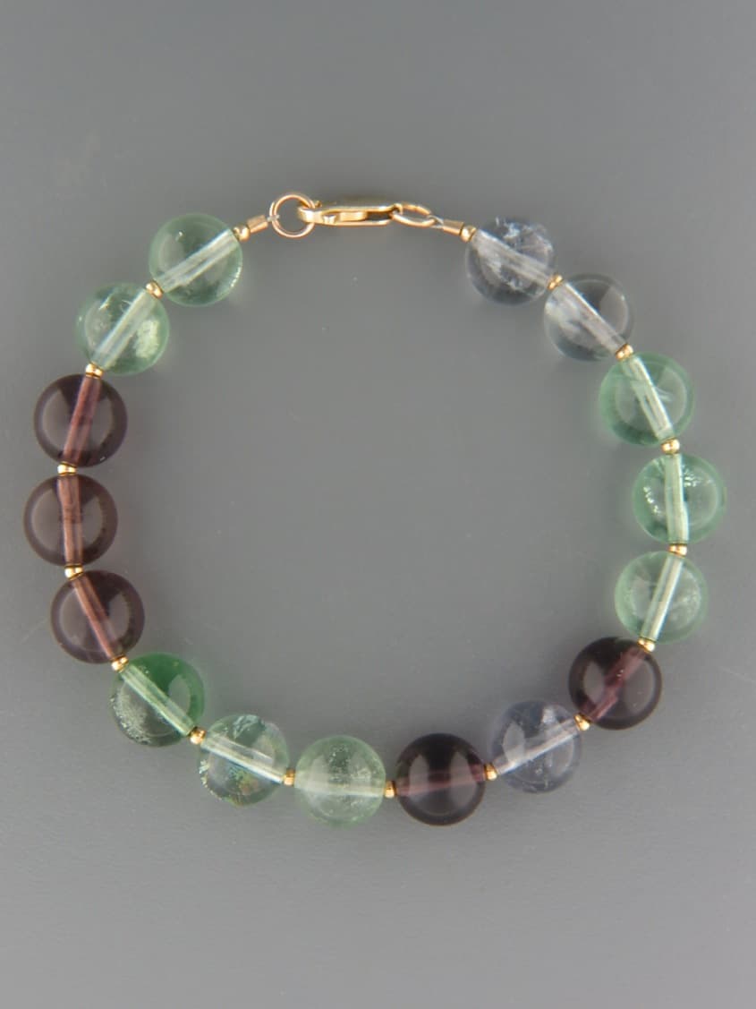 Fluorite Bracelet - 10mm round stones with 2mm round beads