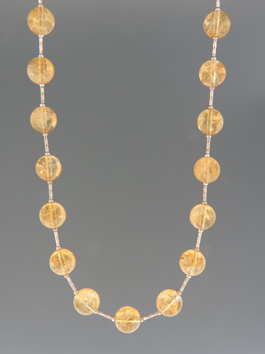 Citrine Necklace - 10mm round with twist beads - 49cm