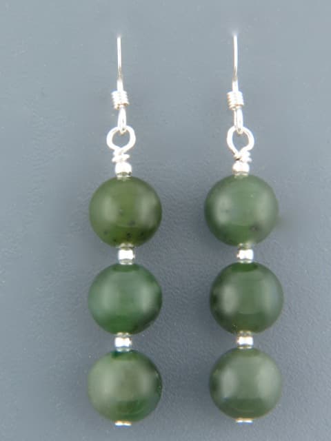 Jade Earrings - Sterling Silver - 8mm round stones