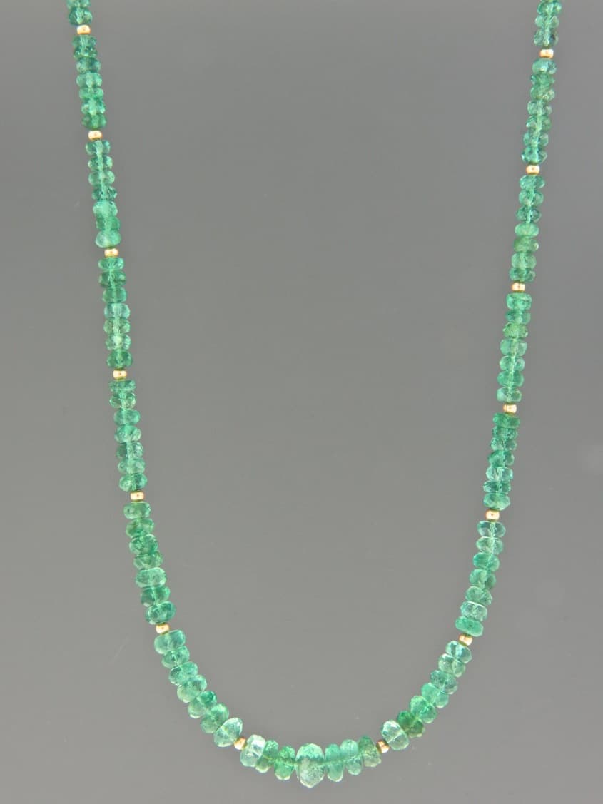 Emerald Necklace - graduated faceted roundels - 45cm