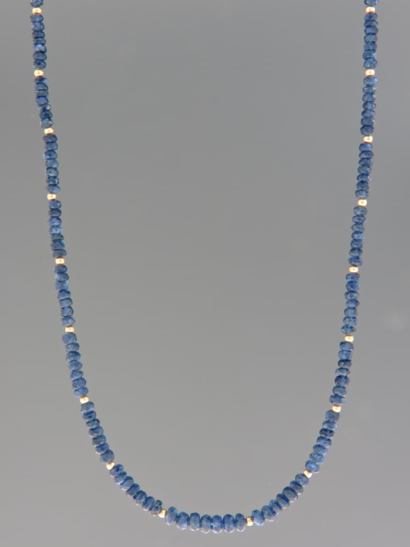 Sapphire Necklace - faceted roundels with gold beads