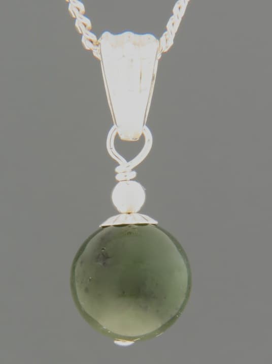 Jade Ball Pendant - Sterling Silver