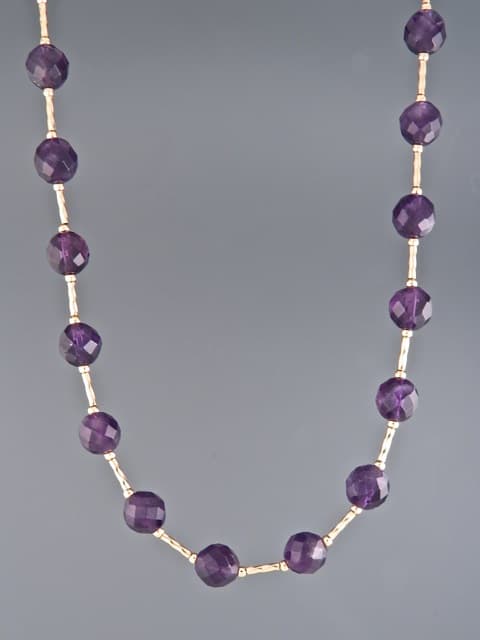 Amethyst Necklace - 8mm round facets with twist beads