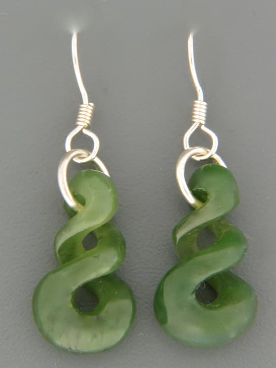 Jade Twist Earrings - Sterling Silver