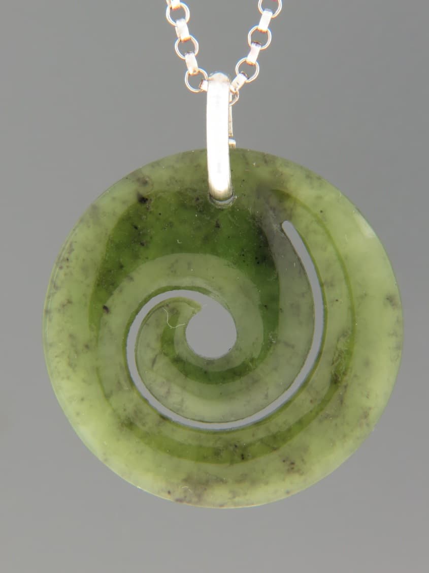 Jade Spiral (medium) Pendant - Sterling Silver