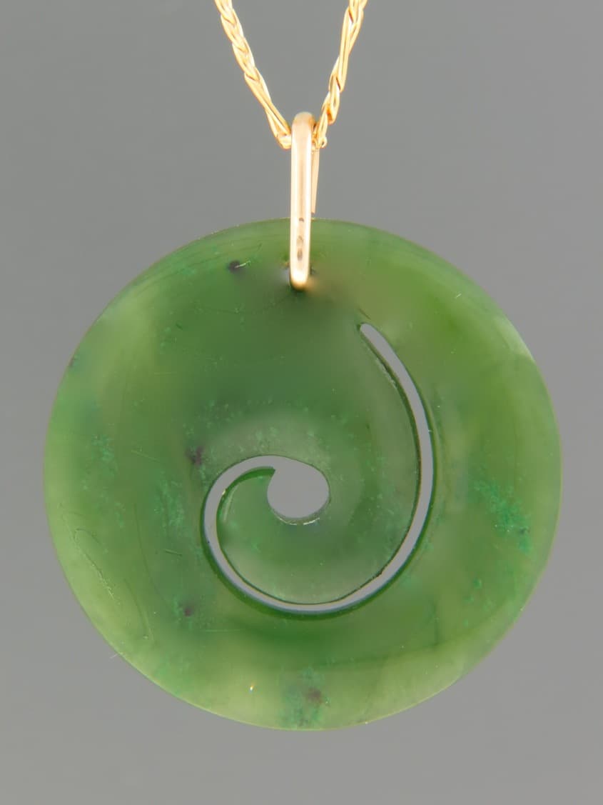 Jade Spiral (medium) Pendant - Gold