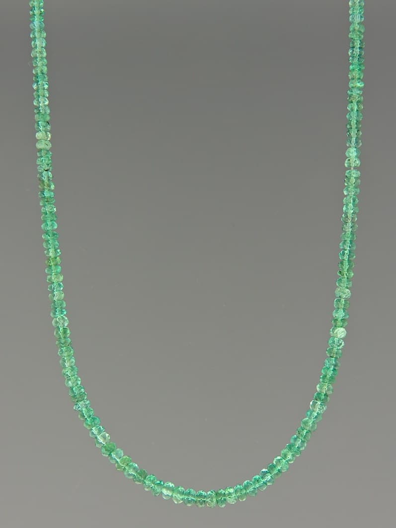 Emerald Necklace - faceted roundels with gold chain