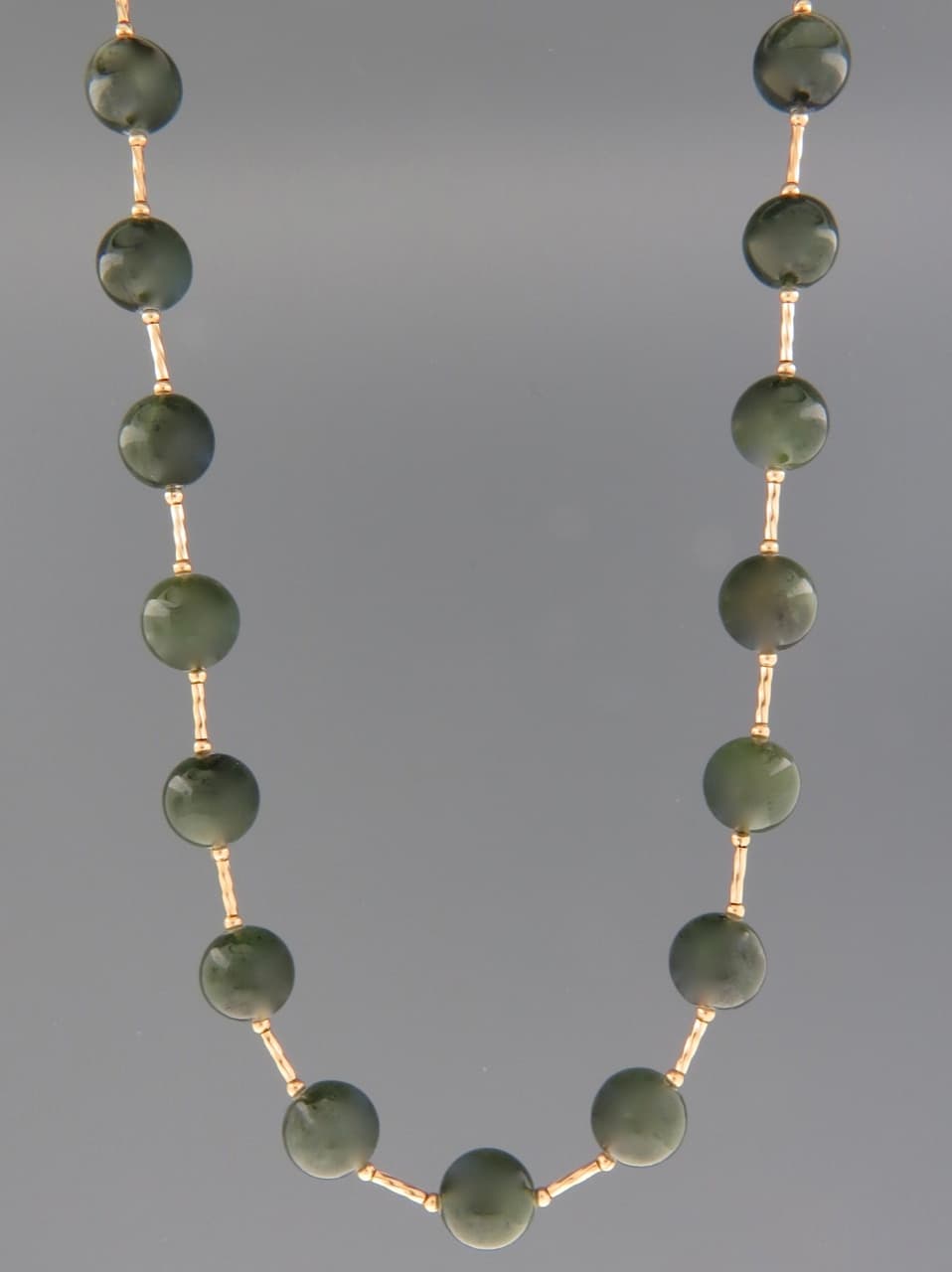 Jade Necklace - 10mm round stones with twist beads